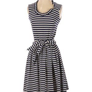 Dress navy white stripe with tie belt.